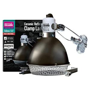 Arcadia Reptile - Reflector Clamp Lamp - Graphite - Includes Ceramic Holder & Bolt Through Locking System, Safety Mesh, Viv Adapter & Hanging Wire - E27 – 8”/ 20cm - Easy To Fit
