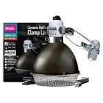 Arcadia Reptile - Reflector Clamp Lamp - Graphite - Includes Ceramic Holder & Bolt Through Locking System, Safety Mesh, Viv Adapter & Hanging Wire - E27 – 8”/ 20cm - Easy To Fit