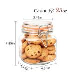 Encheng 25 oz Glass Jars With Airtight Lids And Leak Proof Rubber Gasket,Wide Mouth Mason Jars With Hinged Lids For Kitchen Canisters 750ml, Glass Storage Containers 6 Pack