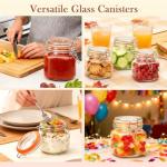 Encheng 25 oz Glass Jars With Airtight Lids And Leak Proof Rubber Gasket,Wide Mouth Mason Jars With Hinged Lids For Kitchen Canisters 750ml, Glass Storage Containers 6 Pack