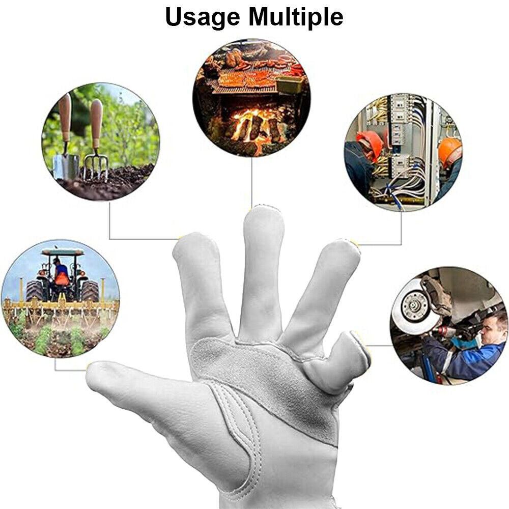 Adjustable Cowhide Leather Work Gloves for Poultry Care