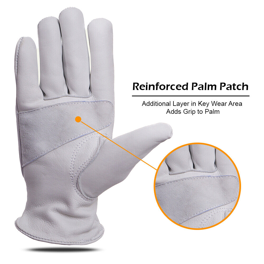 Adjustable Cowhide Leather Work Gloves for Poultry Care