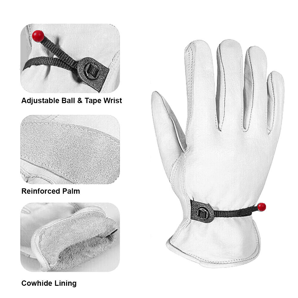 Adjustable Cowhide Leather Work Gloves for Poultry Care