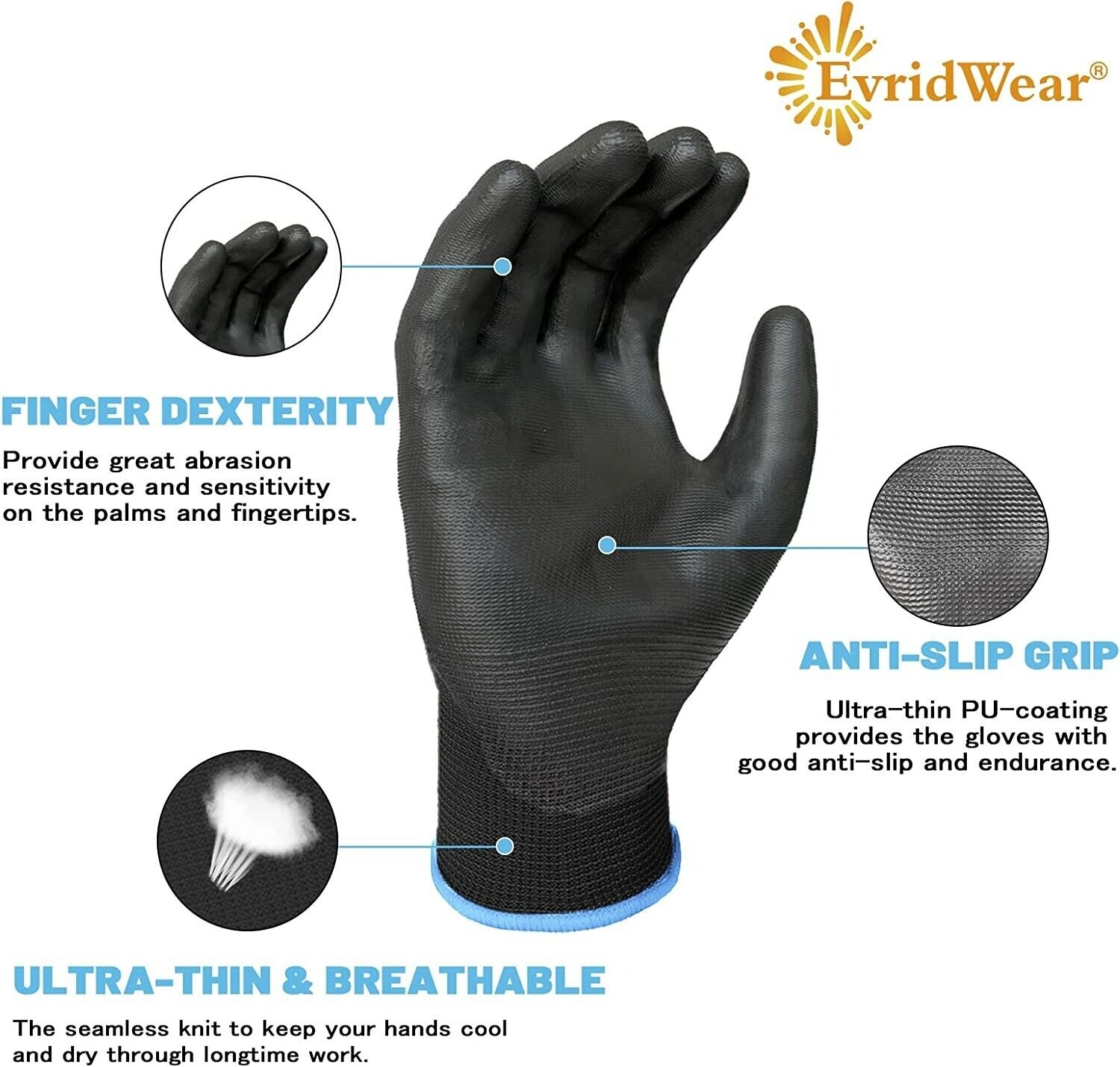 Quail Safe Ultra-Thin PU Coated Work Gloves