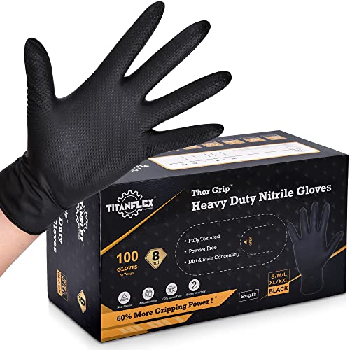 TitanFlex Thor Grip Heavy-Duty Nitrile Gloves - 100 Pack