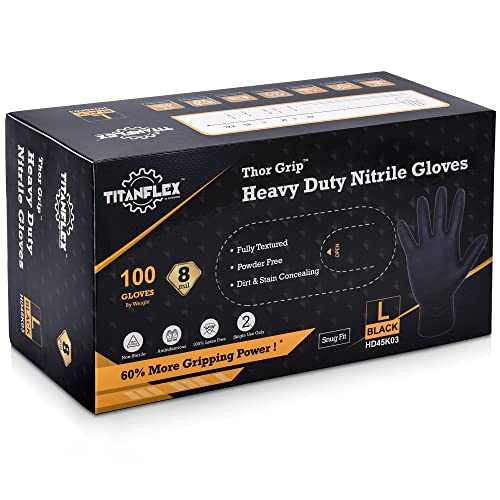 TitanFlex Thor Grip Heavy-Duty Nitrile Gloves - 100 Pack