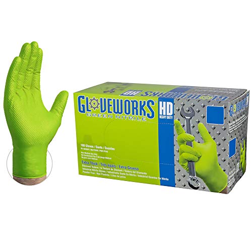Heavy-Duty Green Nitrile Disposable Gloves, X-Large