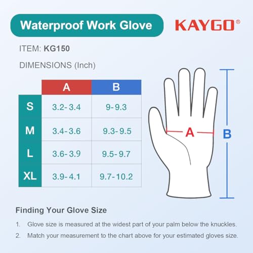 KAYGO Waterproof Rubber Coated Work Gloves - XL