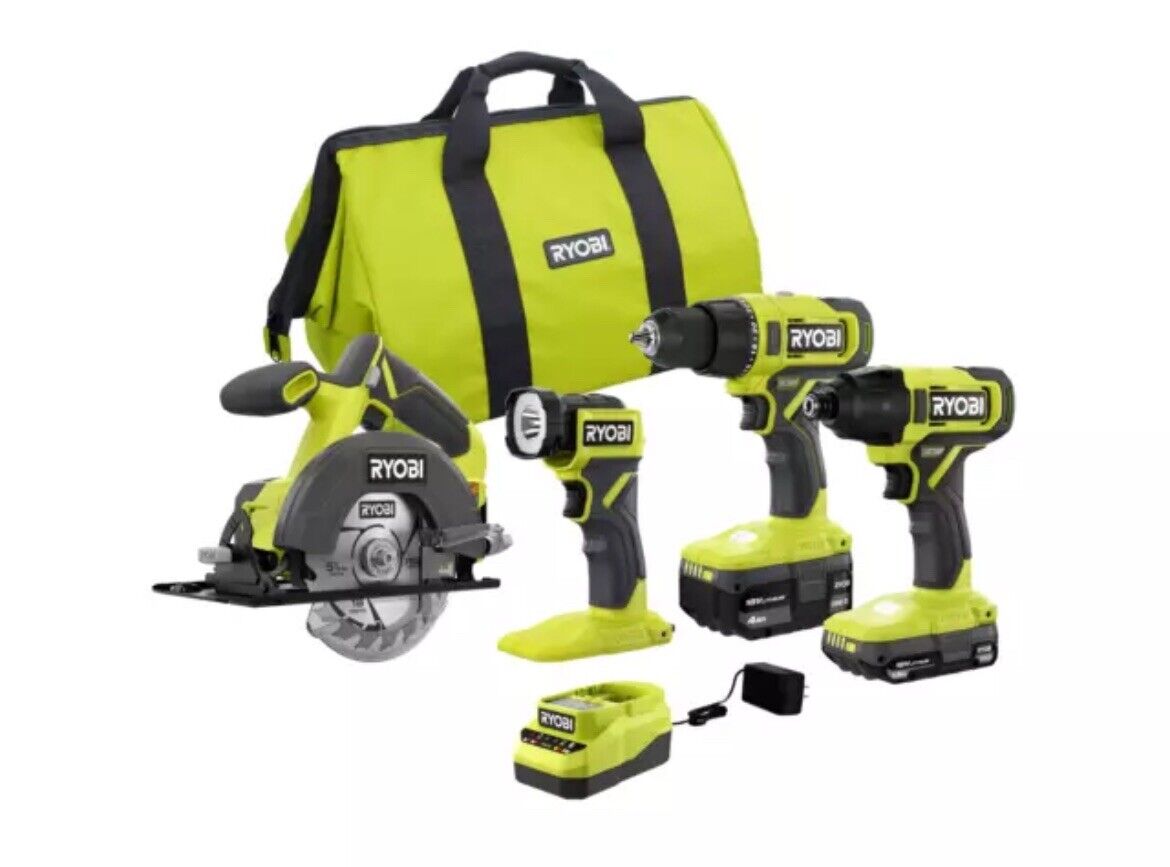 RYOBI ONE+ 18V Cordless 4-Tool Set