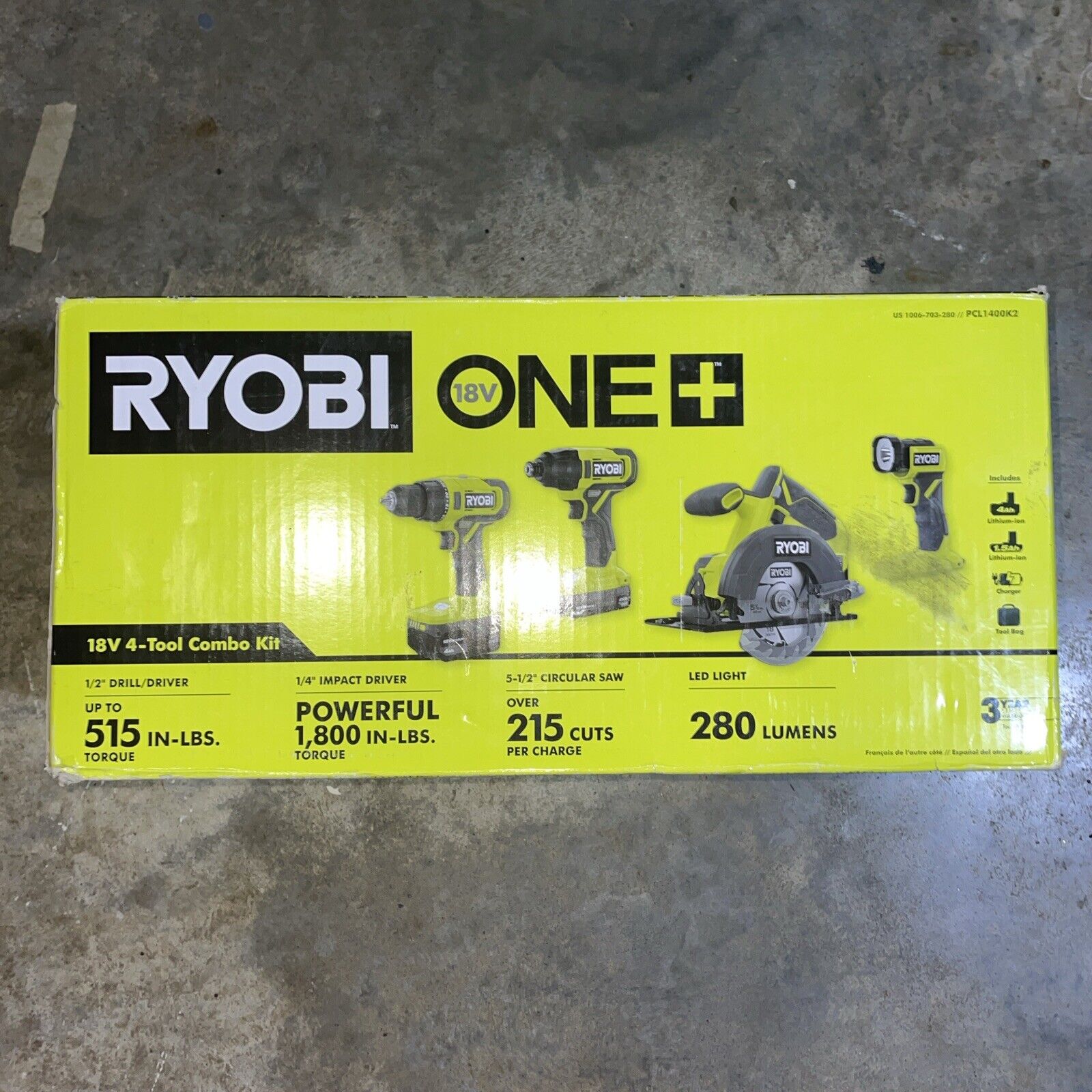 RYOBI ONE+ 18V Cordless 4-Tool Set