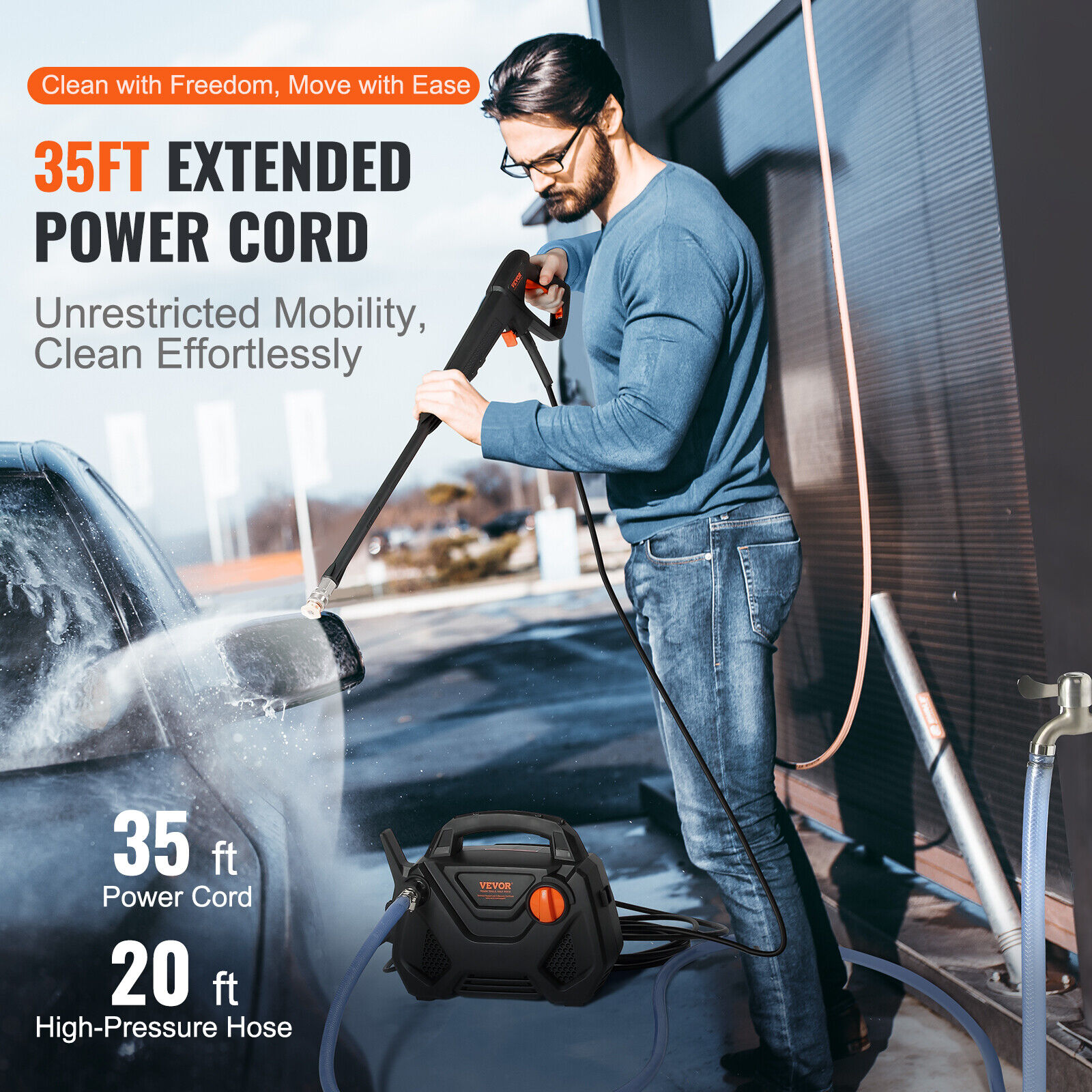 VEVOR Portable Electric Pressure Washer 2150 PSI