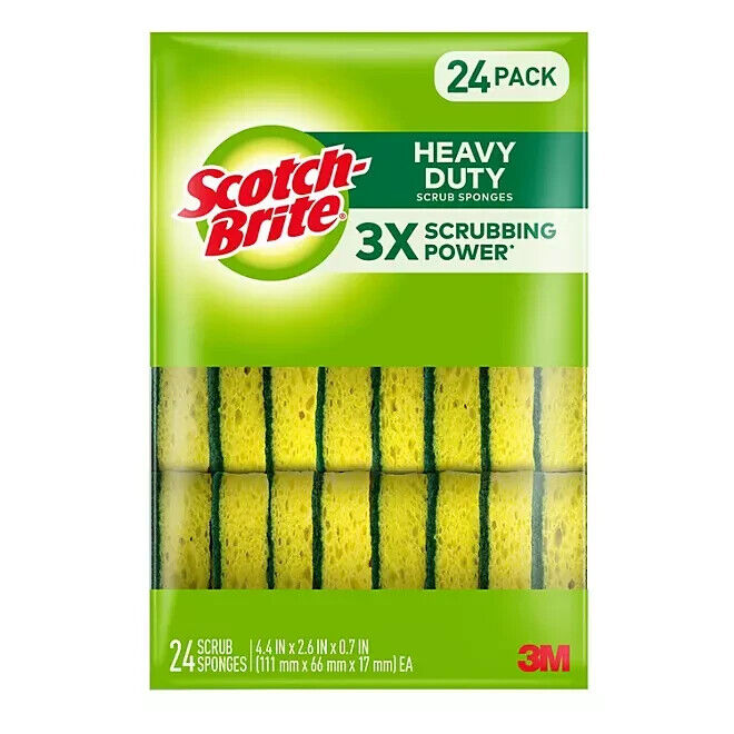 Heavy Duty Scotch-Brite Scrub Sponges (24 Pack)