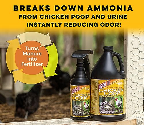 MICROBE-LIFT Chicken Coop Cleaner and Odor Eliminator, Use on All Surfaces and Supplies, Turns Chicken Poop Into Fertilizer, Ammonia Reducer, Highly Concentrated and Safe Formula, 32 Ounces