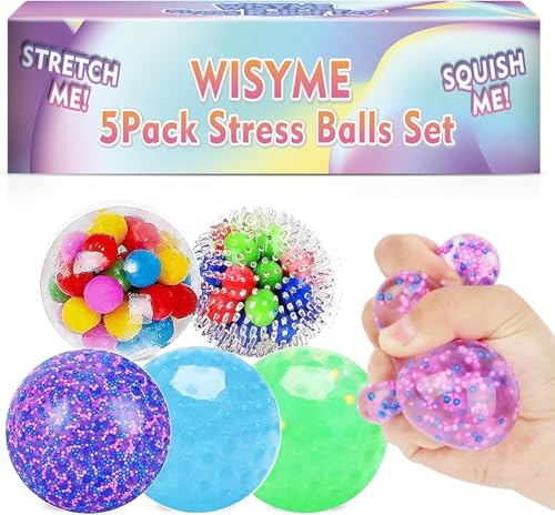 WISYME 5-Pack Colorful Stress Relief Squishy Balls