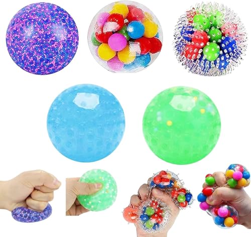 WISYME 5-Pack Colorful Stress Relief Squishy Balls