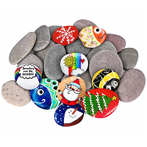25 Flat Smooth River Rocks for Painting Crafts