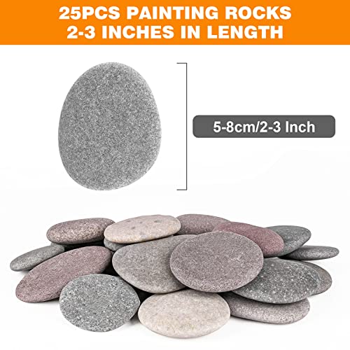 25 Flat Smooth River Rocks for Painting Crafts