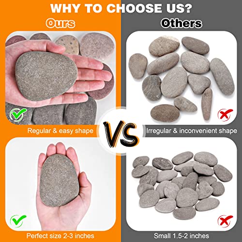 25 Flat Smooth River Rocks for Painting Crafts