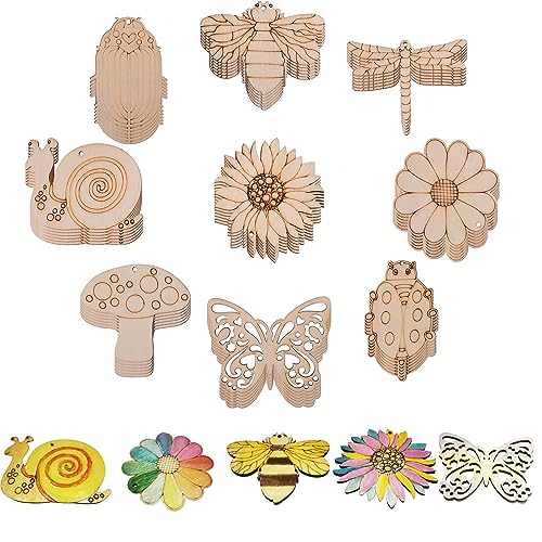 54PCS Wooden Insect Cutouts for Kids' Crafts