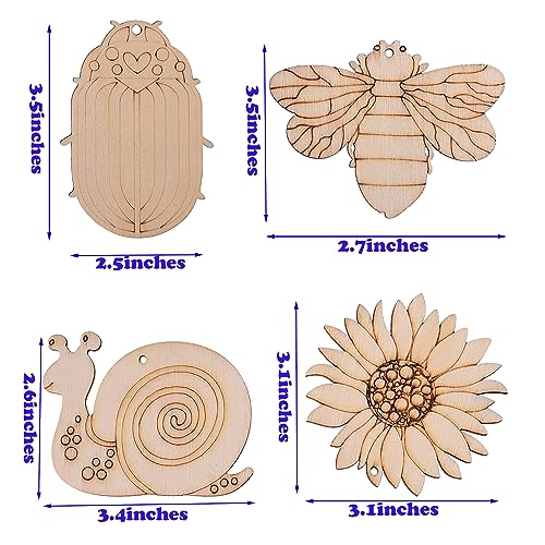 54PCS Wooden Insect Cutouts for Kids' Crafts