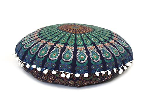 Bohemian Round Meditation Floor Pillow - Blue Mirchi