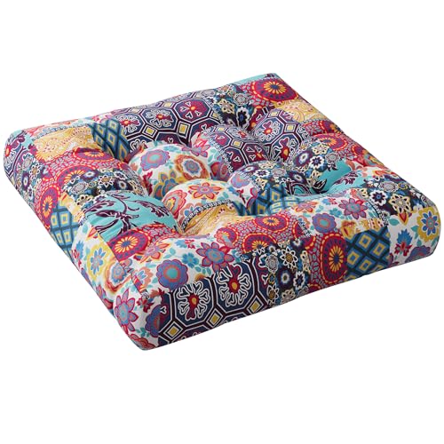 Large Boho Meditation Floor Pillow - 22x22 Inch