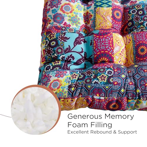 Large Boho Meditation Floor Pillow - 22x22 Inch