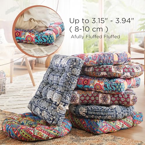 Large Boho Meditation Floor Pillow - 22x22 Inch