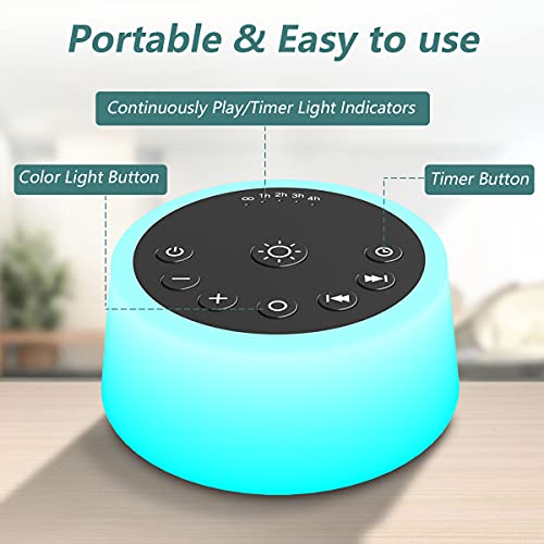 Soothing Sound Machine with Night Light & Timers