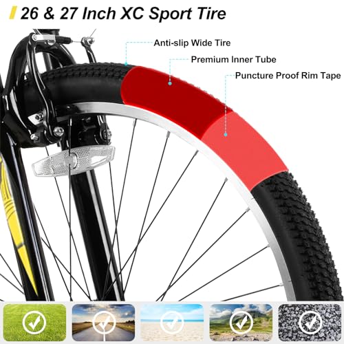 Hiland Mountain Bike with 21 Speeds, Steel Frame