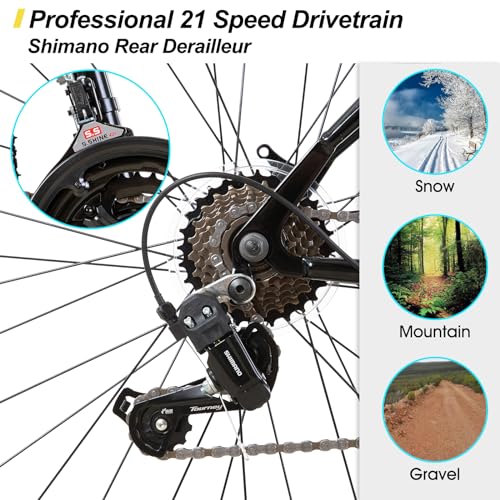 Hiland Mountain Bike with 21 Speeds, Steel Frame