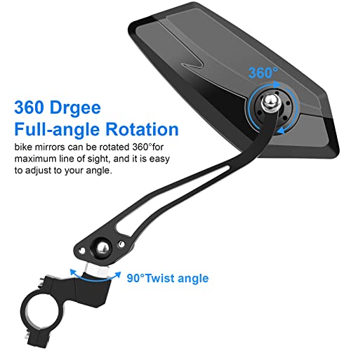 Diyife 2-Pack Wide-Angle Bike Mirrors