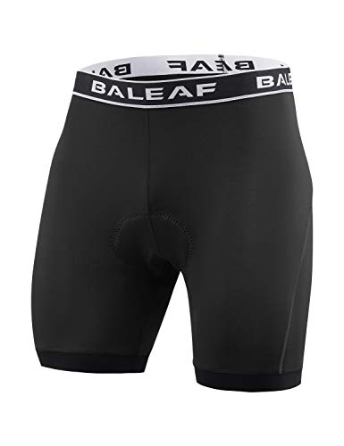 BALEAF Men's Bike Shorts with 4D Padding Cycling Underwear Padded Bicycle MTB Liner Mountain Biking Tights Road Riding Black L