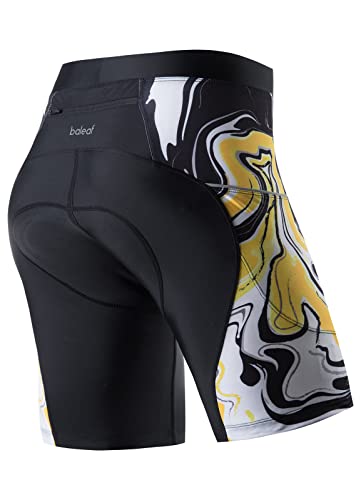 BALEAF Men's Cycling Shorts 4D Padded Bike Shorts Bicycle Riding Mountain Biking Chamois Gel Pockets UPF50+ Yellow L