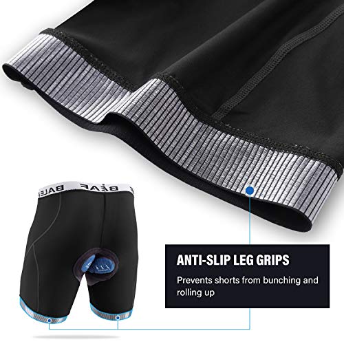 BALEAF Men's Bike Shorts with 4D Padding Cycling Underwear Padded Bicycle MTB Liner Mountain Biking Tights Road Riding Black L