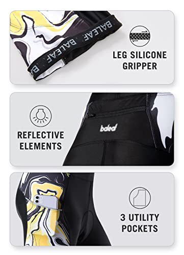 BALEAF Men's Cycling Shorts 4D Padded Bike Shorts Bicycle Riding Mountain Biking Chamois Gel Pockets UPF50+ Yellow L