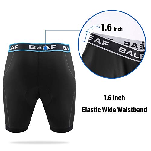BALEAF Men's Bike Shorts with 4D Padding Cycling Underwear Padded Bicycle MTB Liner Mountain Biking Tights Road Riding Black L