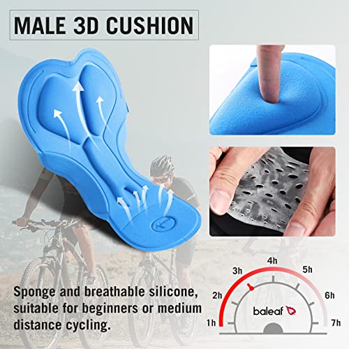 BALEAF Men's Padded Bike Shorts Cycling Tights 3D Padding Bicycle Accessories Road Biking MTB Pockets UPF 50+ Black Size L