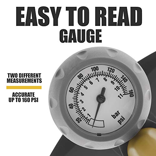 Durable steel bike pump with gauge, high pressure