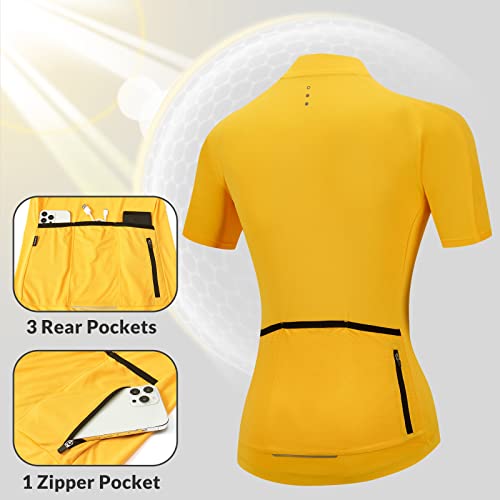 Women's UPF50+ Cycling Jersey with Pockets - Orange
