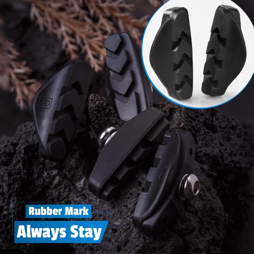 ELAPCO Bike Brake Pads 4 PCS with Installation Tool Caliper, Bicycle Brake Pads Ideal Road Brake Pads for Mountain Riders, C Shaped 50MM Pads for Mountain Bike Brake Pads, Reliable in Wet Condition