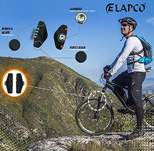 ELAPCO Bike Brake Pads 4 PCS with Installation Tool Caliper, Bicycle Brake Pads Ideal Road Brake Pads for Mountain Riders, C Shaped 50MM Pads for Mountain Bike Brake Pads, Reliable in Wet Condition