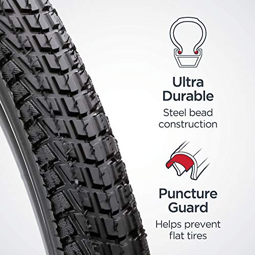 Schwinn Replacement Bike Tire, Cruiser Bike, 26 x 1.95-Inch , Black with Kevlar Bead