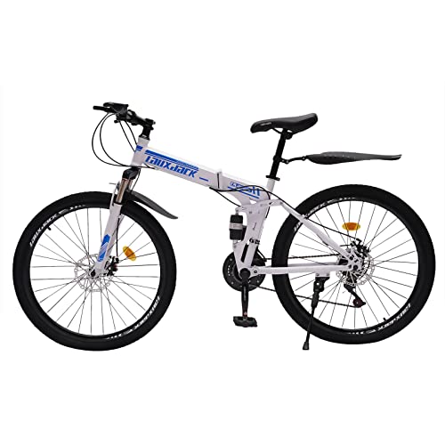 Blue & White 26" Folding Mountain Bike