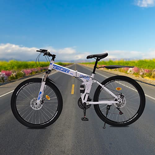 Blue & White 26" Folding Mountain Bike
