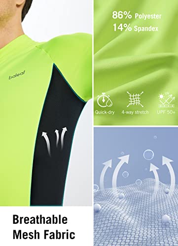 BALEAF Men's Cycling Jersey Long Sleeve Road Biking Bicycle Gear Mountain Bike Shirts Full Zip Pockets UPF50+ Fluorescent Yellow L