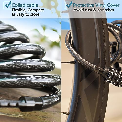 MARQUE Bike Lock Cable with Resettable Combination - 10FT