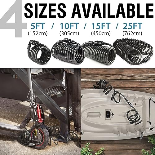 MARQUE Bike Lock Cable with Resettable Combination - 10FT