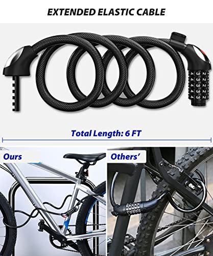 Sportneer 6ft Bike Cable Lock with Light