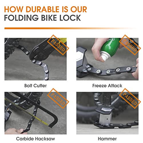 Heavy Duty Folding Bike Lock with Keys